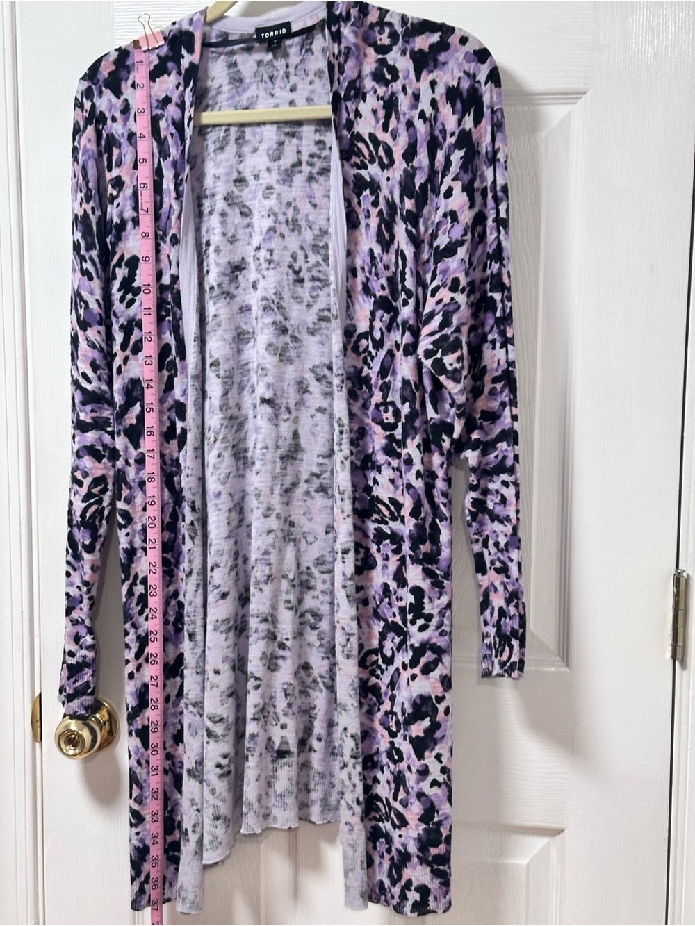 torrid Lavender and Black Leopard Open Cardigan